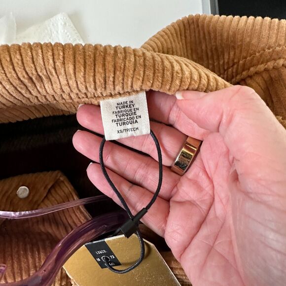 NWT Levis Karla Camel Tan Fringed Corduroy Long Trucker Button-Front Jacket XS - Picture 9 of 16